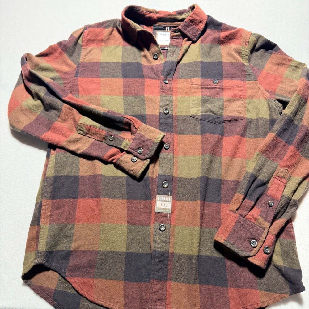 Denim & Flower Ricky Singh Flannel Shirt Size L 42 Plaid Button Front